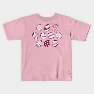 Egg Pattern | Pink | Stripes Clouds Flowers Dots Kids T-Shirt